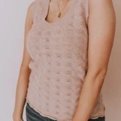 Vendor-unknown Tops Nancy Lace Knit Tank Sweater Mauve