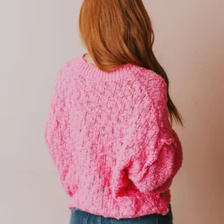 Vendor-unknown Tops Paige Textured Knit Sweater Pink