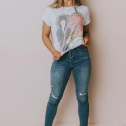 Recycled Karma Joan Jett Leopard Heart Tee White