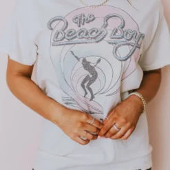 LivyLu Beach Boys Tie Dye Tee White Tops