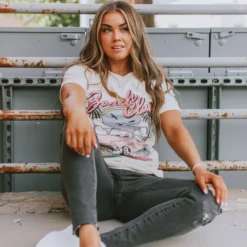 Vendor-unknown Tops Malibu Beach Club Tee Ivory