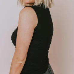 Vendor-unknown Shirley Mock Neck Top Black Tops