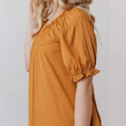 Vendor-unknown Viola Smocked Yoke Top Mustard Tops